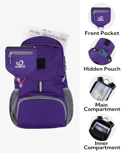 WATERFLY Small Lightweight Packable Backpack: 20l Ultra Light Foldable Travel Hiking Camping Daypack Day Pack for Man Woman - color: New-purple