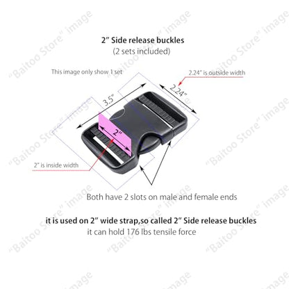 Side Release Buckles Heavy Duty Plastic Buckle Snap Clips Clasps Backpack Buckle Replacement for Strap - style: 2 Inch - 2sets