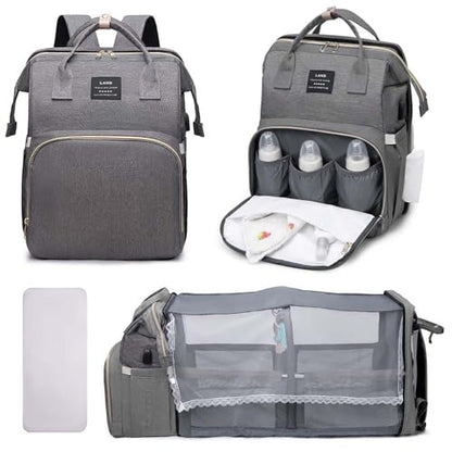 Multifunctional Baby Diaper Bag Backpack with Changing Station Baby Bag for Moms, Dads, Shower Gifts for Newborn Essentials (Diaper Bag Grey) - color: Diaper Bag Grey