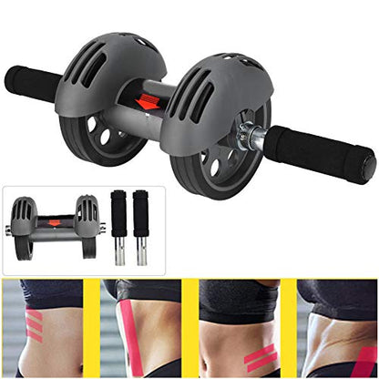 Ab Double Roller Workout System, Abdominal Exercise Roller Wheel with Dual Wheels and Knee Pad, Anti - Slip Foam Handles for Home Gym Core Training