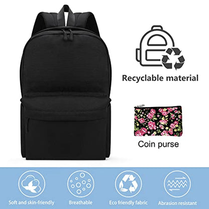 Travel Backpack for Men and Women,Classic Mini Backpack,Hiking, Lightweight Casual College Bookbag Daily Bag Daypack for Travel,Work,Gym (Black) - color: Black
