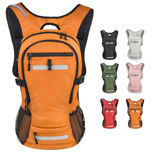 Zavothy 20L Multipurpose Hiking Backpack with 3L Water Bladder – Durable Hydration Backpack with Insulated Bladder Compartment, Hidden Helmet Holder & Rain Cover – for Hiking, Commuting, and Camping - color: Orange