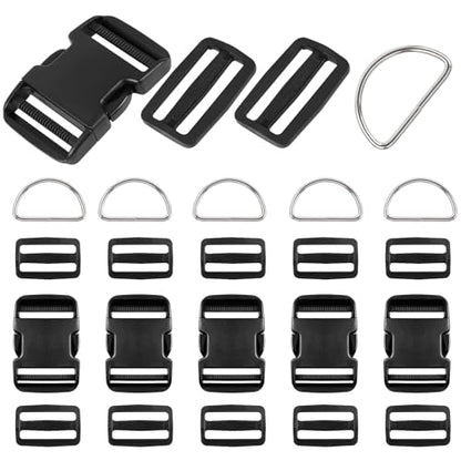 6 Pcs Quick Side Release Buckle, 12 Pcs Tri-Glide Slide、 6 Pcs Metal D-Rings,Dual Adjustable, No Sewing Required Suitable for 2 inch Wide Nylon Webbing (2 inch Buckle Combo Set) - color: 2 Inch 6 Pc Buckle Combo Set