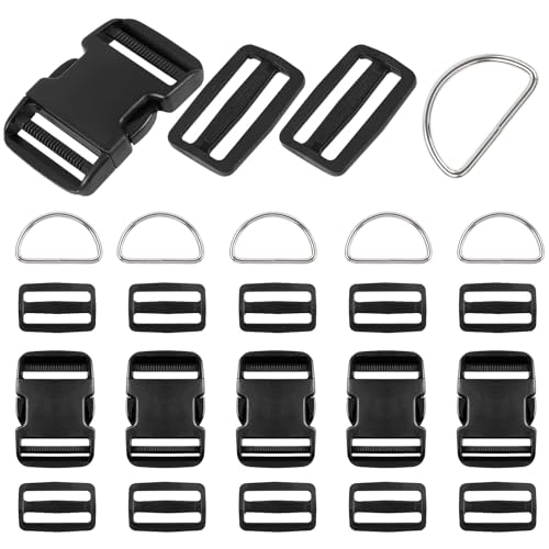 6 Pcs Quick Side Release Buckle, 12 Pcs Tri-Glide Slide、 6 Pcs Metal D-Rings,Dual Adjustable, No Sewing Required Suitable for 2 inch Wide Nylon Webbing (2 inch Buckle Combo Set) - color: 2 Inch 6 Pc Buckle Combo Set