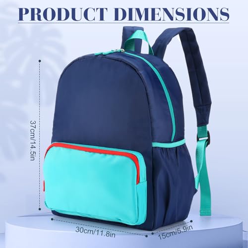1 Piece Nylon Backpack Kids School Backpack for Toddler Girls Boys Plain Waterproof Preppy Bookbags Travel for Student (Navy and Peacock Blue) - color: Navy and Peacock Blue