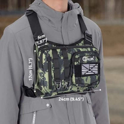 CVLIFE Outdoor Chest Bag for Men, Tactical Chest Pack, Adjustable Running Vest Bag, Lightweight Anti-theft EDC Rig for Hiking - color: Auriclash