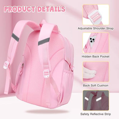 DIGOBAY 3PCS Girls Backpack for School, Hot Pink Large Kids Backpack for Girls with Lunch Box Pencil Case Set for Teen Girl Elementary Primary Middle High College School Bookbag with Cute Pins - color: Hot-pink