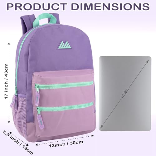 Summit Ridge Colorful Big Backpack for School Kids, Multi Pocket Backpack for Elementary, Middle School Girls, Boys with Padded Straps (Purple/Lilac) - color: Purple/Lilac