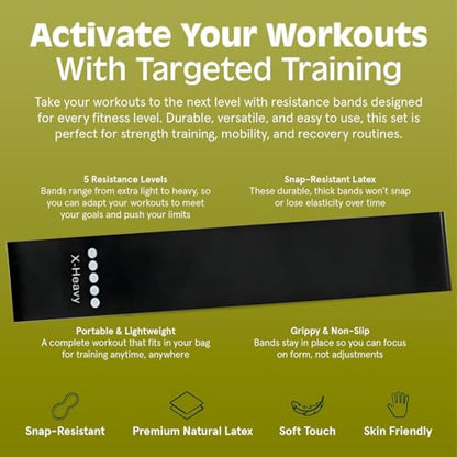 Ring Resistance Bands, X-Heavy Heavy Duty Resistance Ring Total Body Fitness Exercise Bands, A Must Have for Fitness Men and Women, Black 3 Pieces