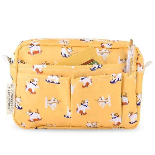 Portfolio Organizer with Multiple Pockets, Waterproof Travel Zippered Toiletry Bag, Portable Storage Pencil Pouch for Notebooks, Stationeries, Make-up, Journal Office Art Supplies.Skateboarding Dog - color: Skateboarding Dog