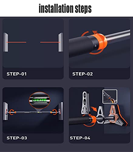 Pull Up Bars Chin Up Bar with No Screws for Doorway, Chin Up Bar with Locking Mechanism Max Load 250kg, Home Gym Upper Body Workout Bar, 73-100cm