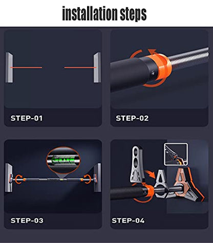 Pull Up Bars Chin Up Bar with No Screws for Doorway, Chin Up Bar with Locking Mechanism Max Load 250kg, Home Gym Upper Body Workout Bar, 73-100cm