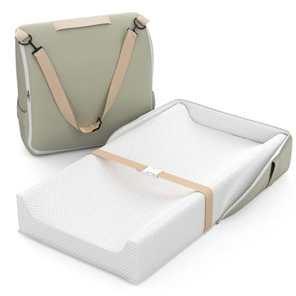 Baby Changing Pad, Portable Travel Diaper Mat with Waterproof Lining, Converts to Backpack for Gas Station & Airplane, Non-Slip Leather Base fits Dresser Top, 31" Large Station