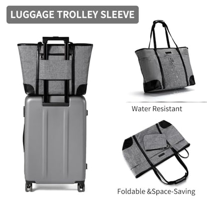 VASCHY Laptop Bag for Women, 15.6-17 Inch Lightweight Water Resistant Travel, Work,Teacher Tote Bag w Luggage Strap - color: Gray