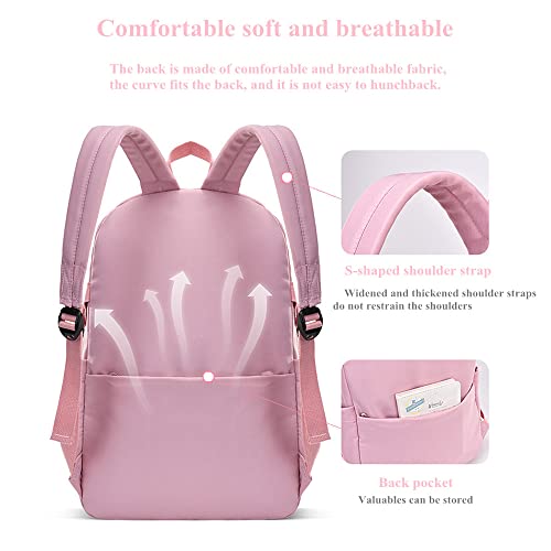 Kids Backpack Solid Color Girls Elementary Middle School Casual Daypack Lightweight Bookbag for Teens Travel Bag - color: Purple