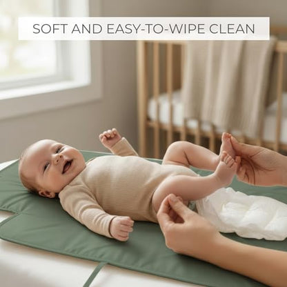 Portable Diaper Changing Pad - Soft and Easy to Clean Diaper Changing Mat for Babies - The Perfect Lightweight and Foldable Pad for Traveling - color: Sage