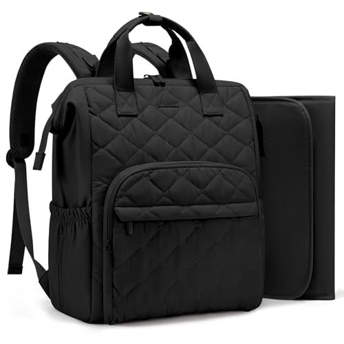 LOVEVOOK Small Diaper Bag Backpack, Mini Baby Bag for Girl Boy with Changing Pad, Diaper Backpack for Mom Dad with Stroller Buckles, Black - color: Black, size: Medium
