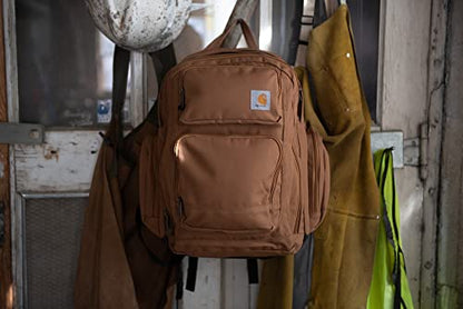 Carhartt 35L Triple-Compartment Backpack, Durable Pack with Laptop Sleeve and Duravax Abrasion Resistant Base, Carhartt Brown - color: Carhartt Brown