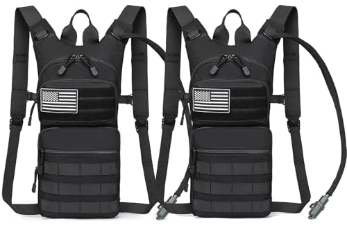 Insulated Water Hydration Pack Bag with 3L TPU Bladder Tactical Molle Hydration Backpack for Hiking Cycling Running - color: Black 2