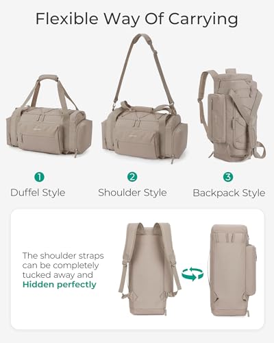 BAGSMART 4-IN-1 Gym Bag for Women Men, TSA Lightweight Duffle Bag for Travel with Shoe Compartment & Wet Pocket, 22L/30L/38L Tactical Backpack with 40oz Water Bottle Holder - color: G-Light pink