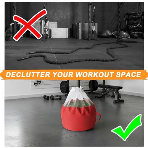 J Bryant Extra Large Battle Rope Storage Bag – Heavy-Duty Carry Sack for Training Ropes, Jump Ropes & Gym Accessories - color: Red