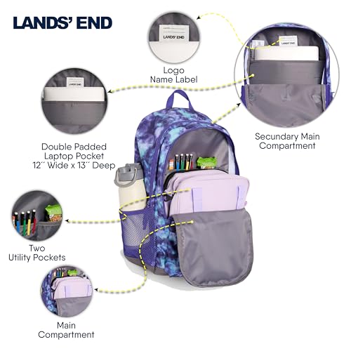 Lands' End Unisex Kids Large ClassMate Lightweight Durable Elementary School Backpack, Plum - color: Plum