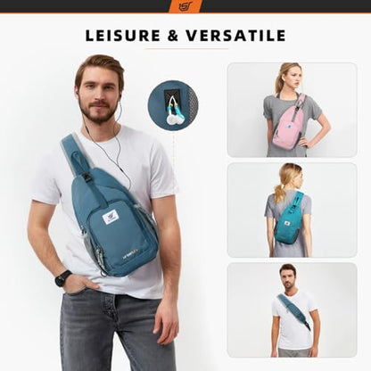 SKYSPER Sling Bag RFID Crossbody Sling Backpack Cross Body Shoulder Bag Travel Hiking Daypack for Women Men(Slateblue) - color: Slateblue