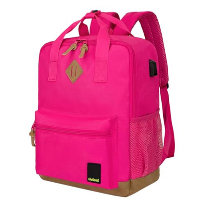 Goloni Small Carry On Travel Backpack with USB Charging Port, Lightweight Water Resistant Mini Carry-on Backpack for Men Women, Compact Personal Everyday Backpack,Rose - color: Rose