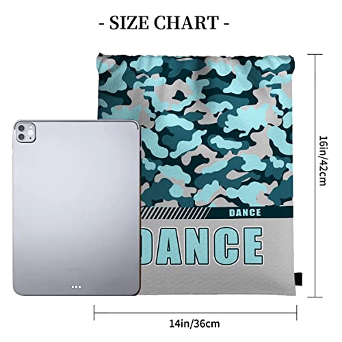 Drawstring Backpack Waterproof Gym Drawstring Bags Sports String Bag Camo Sackpack-Aqua Dance Drawstring Bag - color: Dance Drawstring Bags-camo Aqua