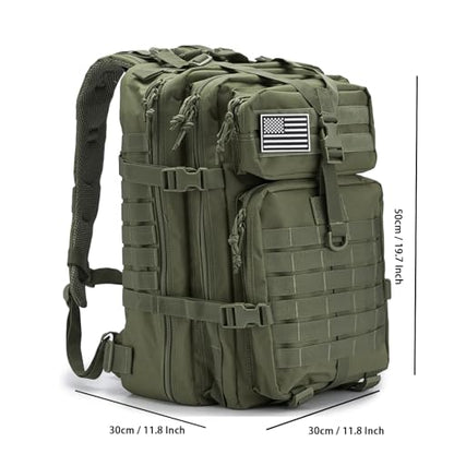 QT&QY 45L Military Tactical Backpacks For Men Camping Hiking Trekking Daypack Bug Out Bag Lage MOLLE 3 Day Assault Pack - color: 1.0 Green