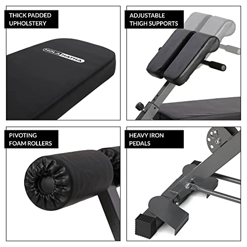 HolaHatha Adjustable Flat & Decline Bench, Weight Lifting and Training Equipment for Full Body Workout - Padded Seat and Dumbbell Storage