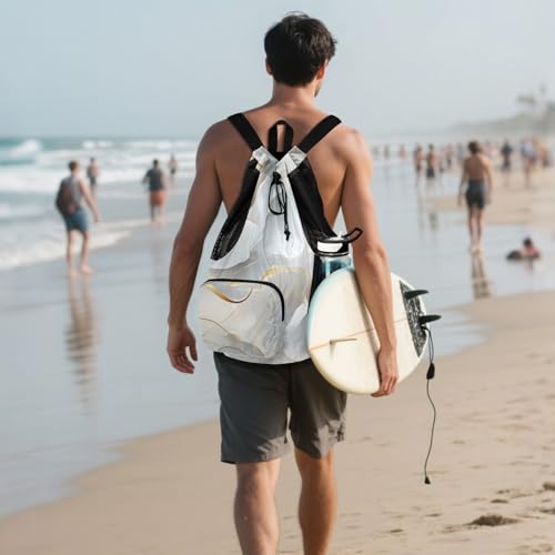 Drawstring Gym Bags Camp Bag With Pockets Cinch Sack Waterproof Marble White Neutral - color: Color 16