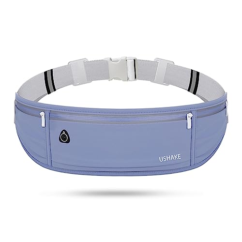 USHAKE Slim Running Belt, Workout Fanny Pack for Men Women,Exercise Waist Pack for Apple iPhone Holder, Runner Belt for Running Walking Cycling Camping Gym Dark Blue - color: Dark Blue