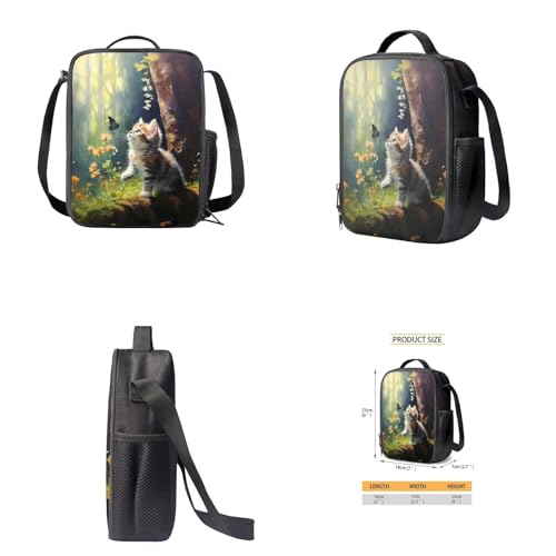 Cute Cat School Backpack Set for Girls Boys Daisy Butterfly Backpack with Lunch Box Pencil Case Water Bottle Holder Elementary Middle Bookbag for Students Back to School Gifts - color: Cute Cat Daisy Butterfly