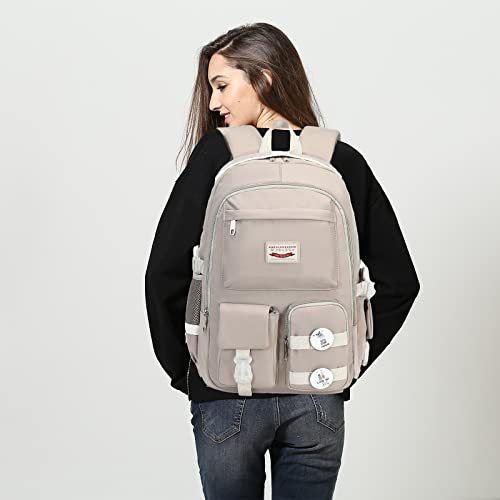 Makukke School Backpacks for Teen Girls - Laptop Backpacks 15.6 Inch College Cute Bookbag Anti Theft Women Casual Daypack,White - color: White