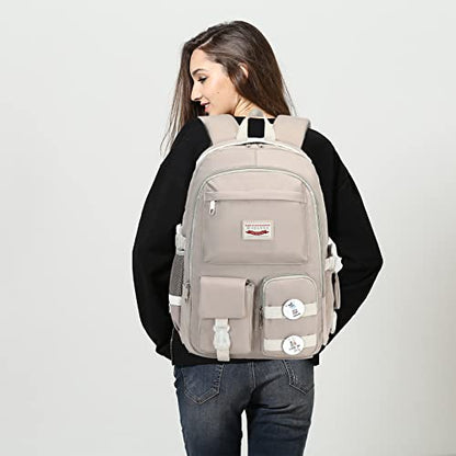 Makukke School Backpacks for Teen Girls - Laptop Backpacks 15.6 Inch College Cute Bookbag Anti Theft Women Casual Daypack,White - color: White