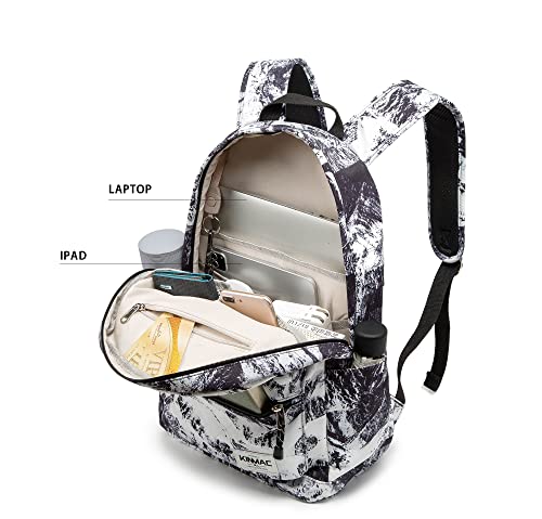 Kinmac Water Resistant Laptop Backpack with USB Charging Port for Laptop Up to 15.6 Inch (Snow Mountain) - color: Snow Mountain