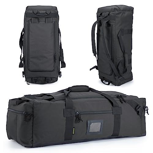 86l Large Duffel Bag For Travel, Gym & Sports - Water Repellent Polyester, Hidden Straps, Shoe Compartment - Perfect Luggage Duffle Bag Or Backpack For Men & Women - color: Black, size: M