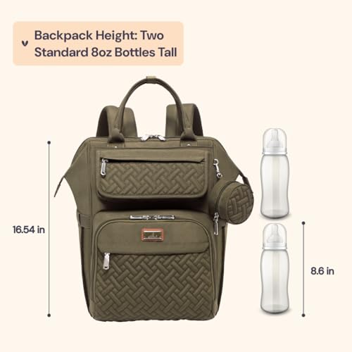 BabbleRoo Diaper Bag Backpack, Multifunction Nappy Changing Bag with Changing Pad, Stroller Straps & Pacifier Case, Unisex Stylish Travel Back Pack for Moms & Dads - Army Green - color: Army Green