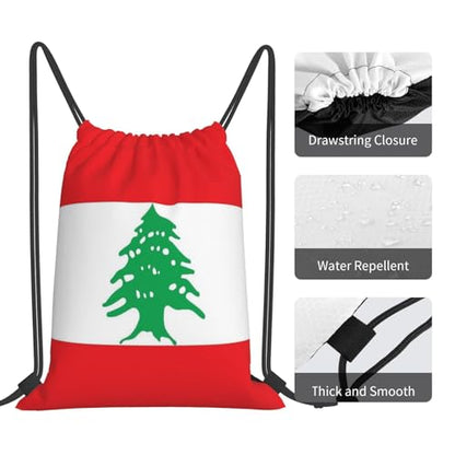 Lebanon Flag Drawstring Bag Sport Gym Backpack Beach Travel Sack Draw String Yoga Bag For Men Women - color: Lebanon Flag