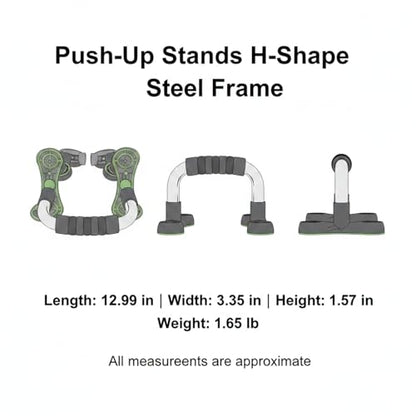 Push-Up Stands H-Shape Steel Frame with Foam Grips for Home Gym Strength Training (1 Pair)