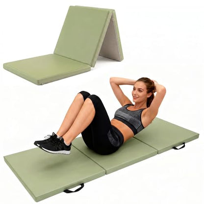 Foldable Yoga Mat, 2 Inches Extra Thick Non-Slip Design Fitness Mats,Better cushioning and shock-absorbing Multi-Purpose Exercise Pilates Mat for Home Studio-72 x 24 x 2" - color: Green