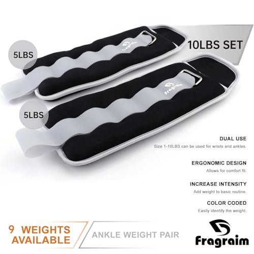 Ankle Weights for Women, Men and Kids - 1/2/3/4/6/8/10/12/15/20 LBS 1 Pair Strength Training Wrist/Leg/Arm Weight with Adjustable Strap for Jogging, Gymnastics, Aerobics, Home Fitness, Physical Therapy - style: 10Lbs Pair (5lb x 2) - Grey