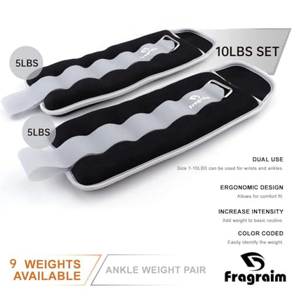 Ankle Weights for Women, Men and Kids - 1/2/3/4/6/8/10/12/15/20 LBS 1 Pair Strength Training Wrist/Leg/Arm Weight with Adjustable Strap for Jogging, Gymnastics, Aerobics, Home Fitness, Physical Therapy - style: 10Lbs Pair (5lb x 2) - Grey