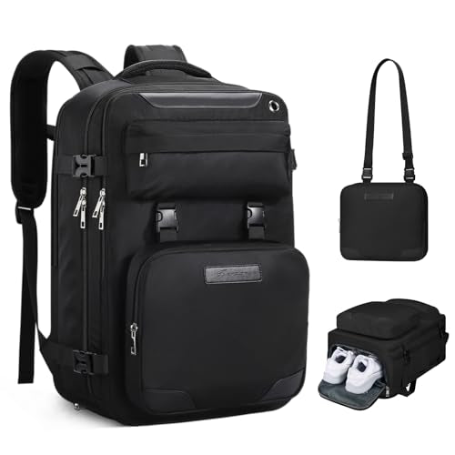Maelstrom Travel Backpack for Women Men,30L Waterproof Laptop Backpack Fits 17-Inch Laptop, Gift for School Work Backpack with Detachable Crossbody Bag & Shoe Compartment (Black, Large-Upgrade) - color: Black, size: A.17.3 inch-Upgrade