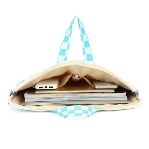 canvaslife Waterproof Pattern Resistant Laptop Shoulder Messenger Bag for Pro 16 inch and 15.6 inch-16 inch Laptop (Ice blue Checker) - color: Ice Blue Checker