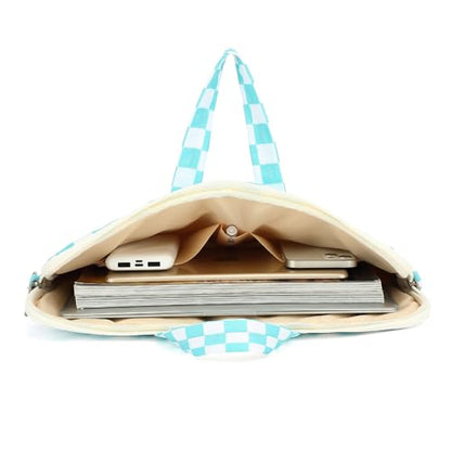 canvaslife Waterproof Pattern Resistant Laptop Shoulder Messenger Bag for Pro 16 inch and 15.6 inch-16 inch Laptop (Ice blue Checker) - color: Ice Blue Checker