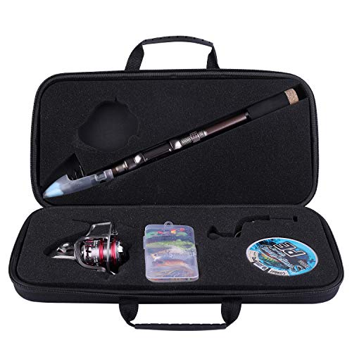 Sougayilang Fishing Rod and Reel Set Carbon Fiber Telescopic Fishing Rod 12+1BB Spinning Reel with Carry Case for Saltwater Freshwater - color: silver, size: 7.87 ft - 3000