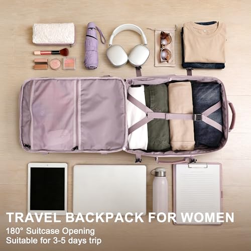 PIJUSHI Travel Backpack for Women Expandable Carry on Luggage Backpack Airline Approved TSA 16" Laptop Bag Business with USB Port(PE034 Light Purple) - color: Light Purple