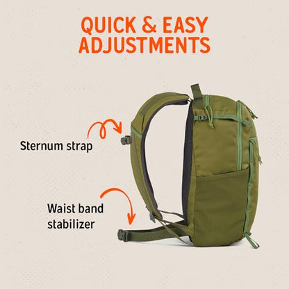 Kelty Asher Backpack, Daypack to Multi-Day Backpacking Capacity, Hiking, Lightweight Travel Pack, Internal Frame (18L Moss) - color: Winter Moss/Dill, size: 18L